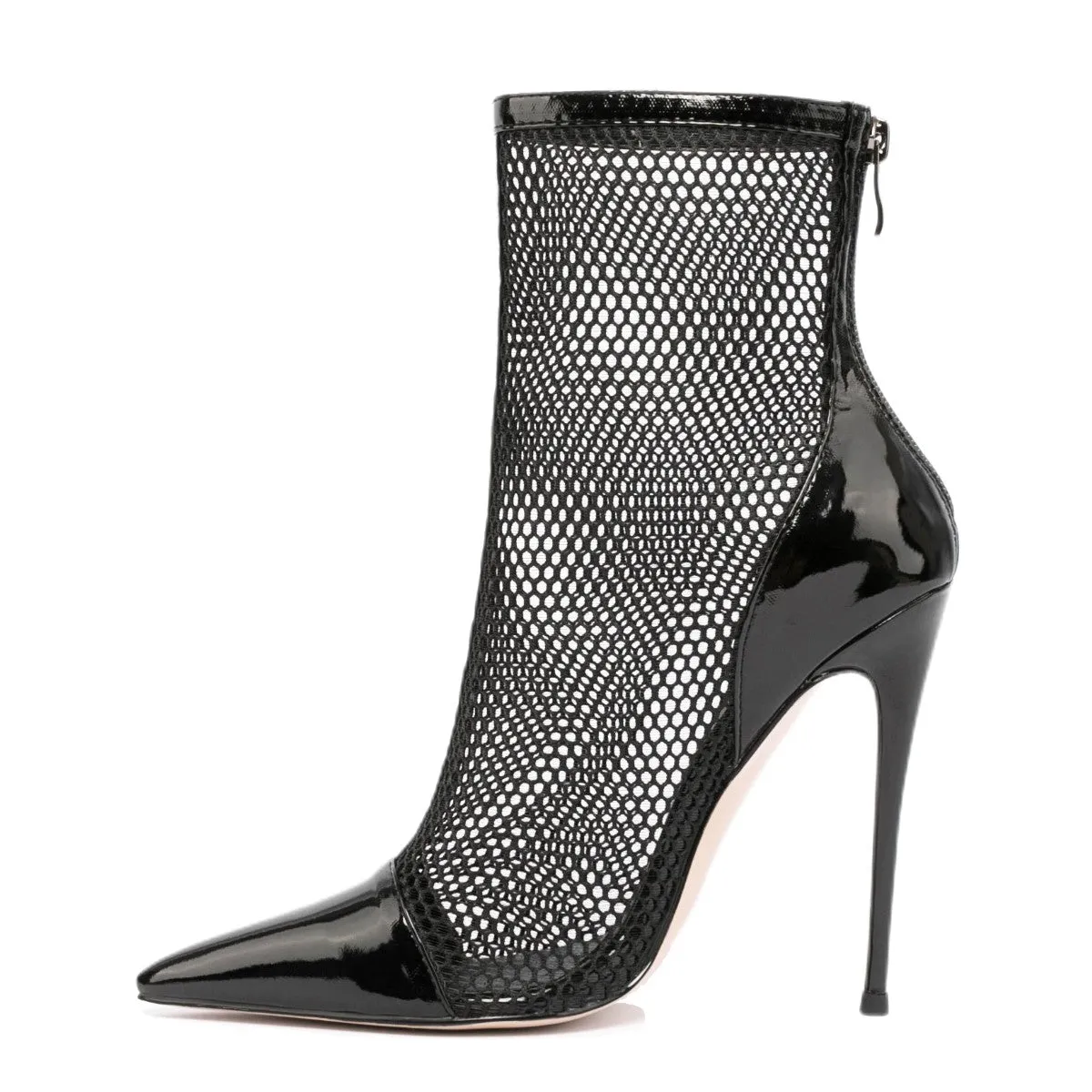 Mesh Ankle Boots Pointy Cap Toe Stiletto High Heel Sandal Booties for Women Men Sexy