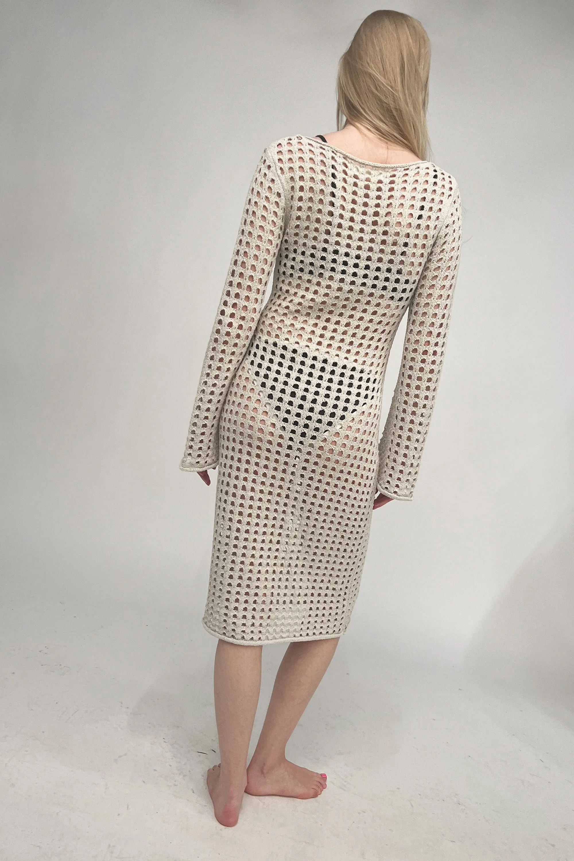 MIDI OPEN KNIT SWIMSUIT COVERUP DRESS