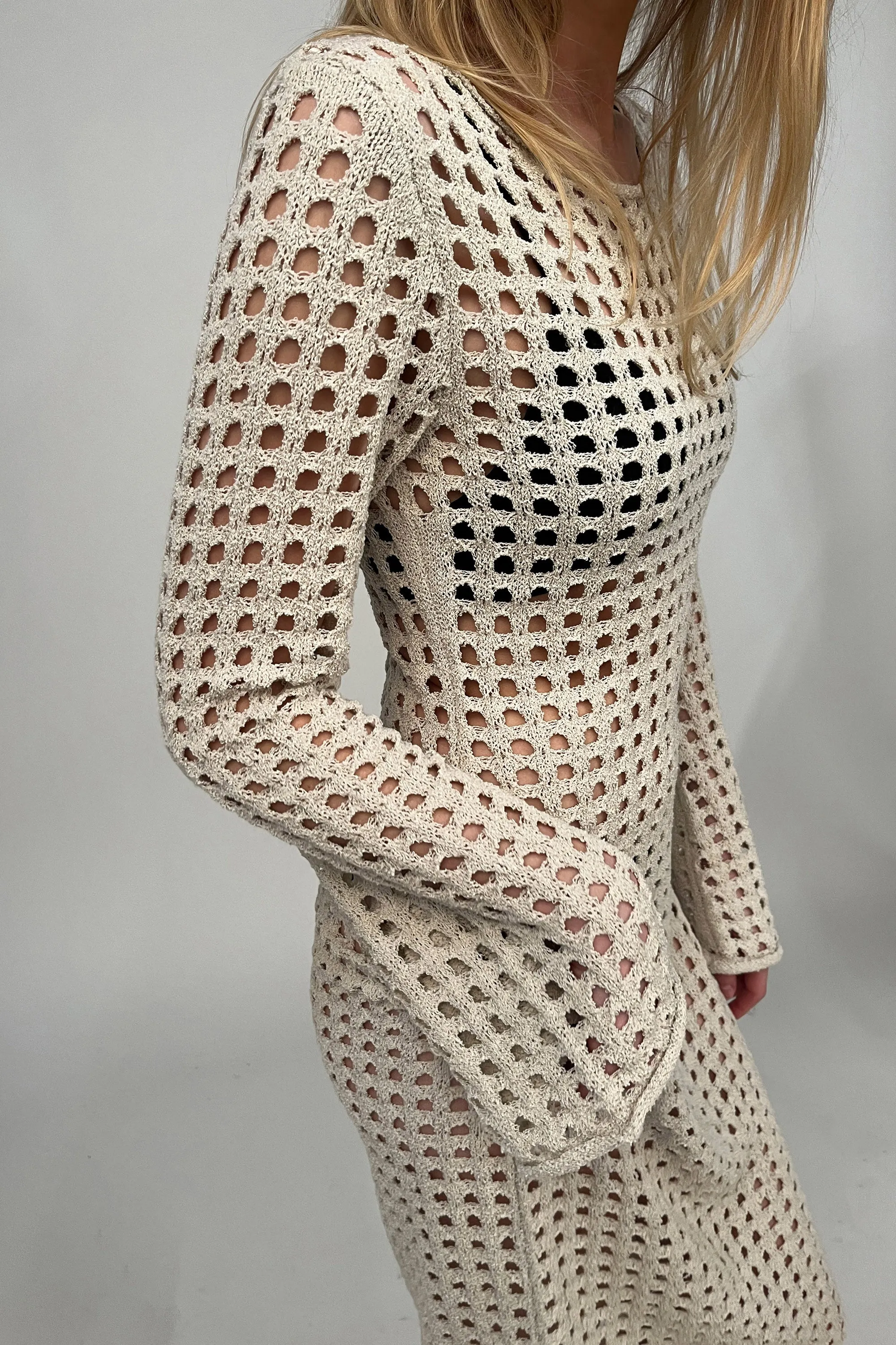 MIDI OPEN KNIT SWIMSUIT COVERUP DRESS
