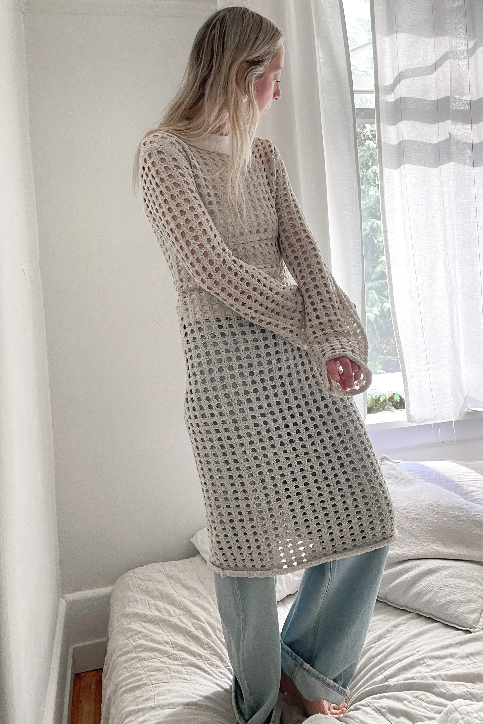 MIDI OPEN KNIT SWIMSUIT COVERUP DRESS