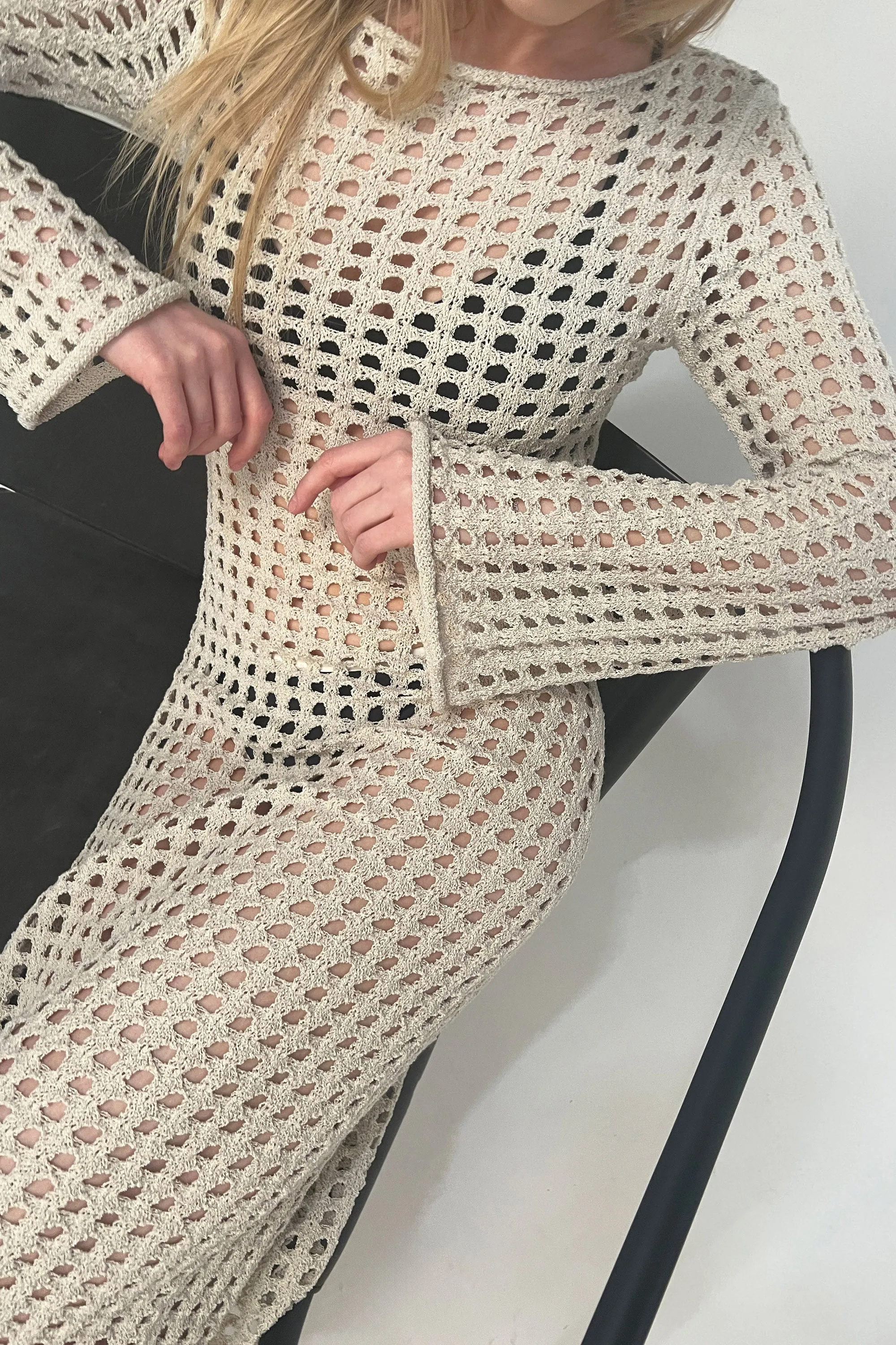 MIDI OPEN KNIT SWIMSUIT COVERUP DRESS