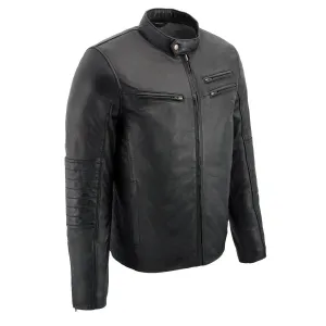 Milwaukee Leather SFM1806 Men's Black Euro Collar Cafe Style Leather