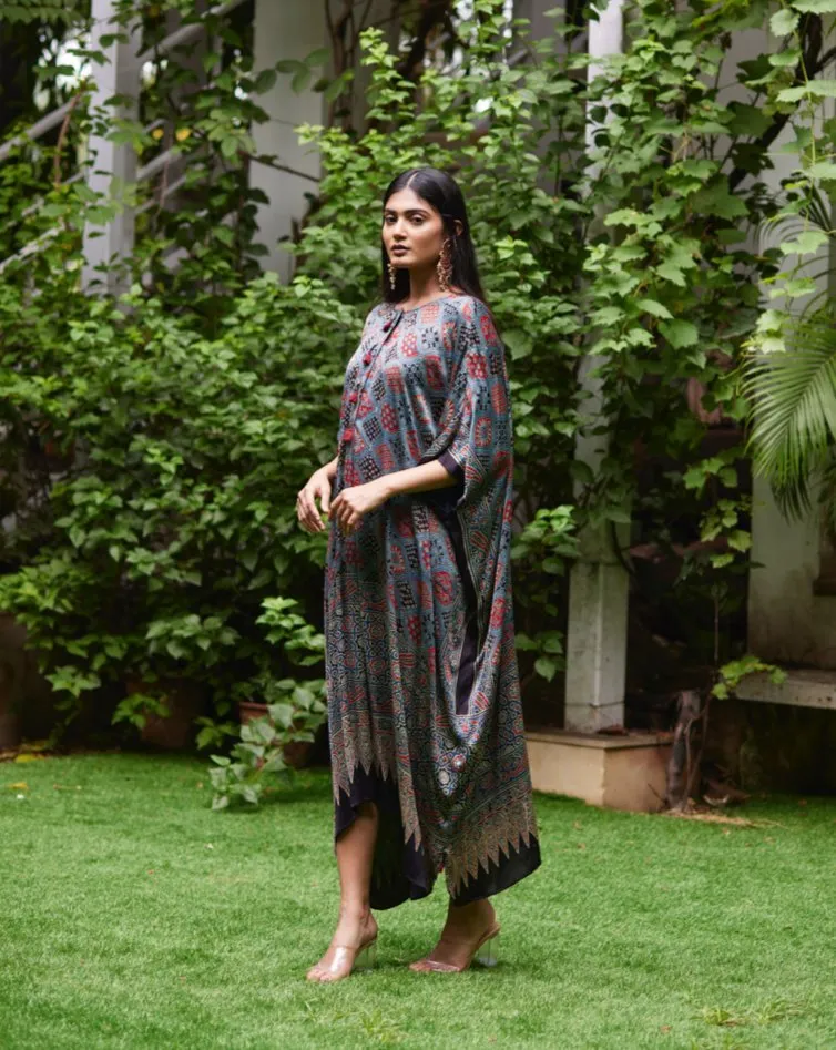 Multicolor Printed Silk Kaftan