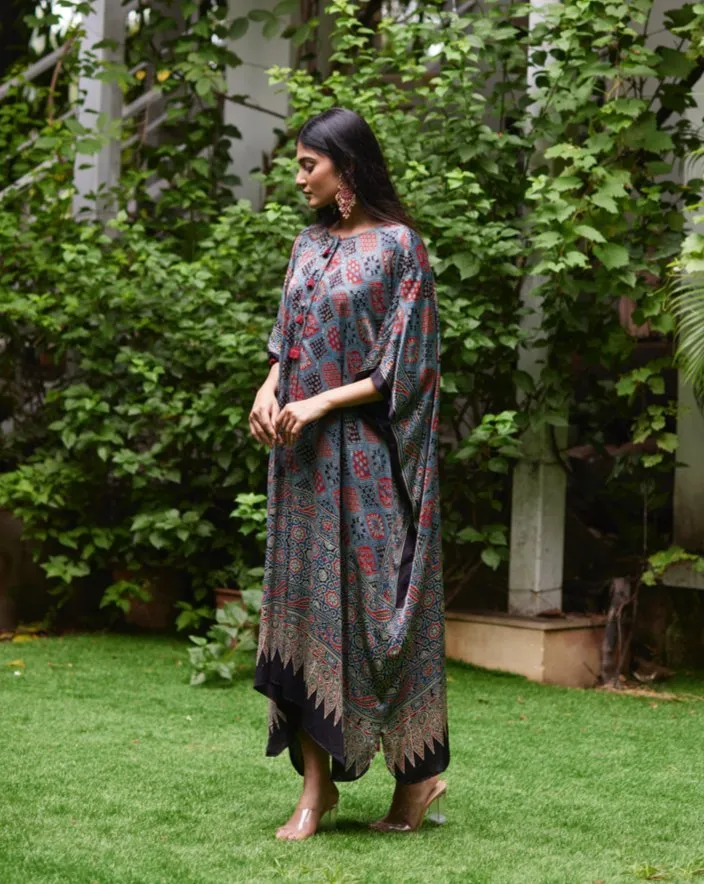 Multicolor Printed Silk Kaftan