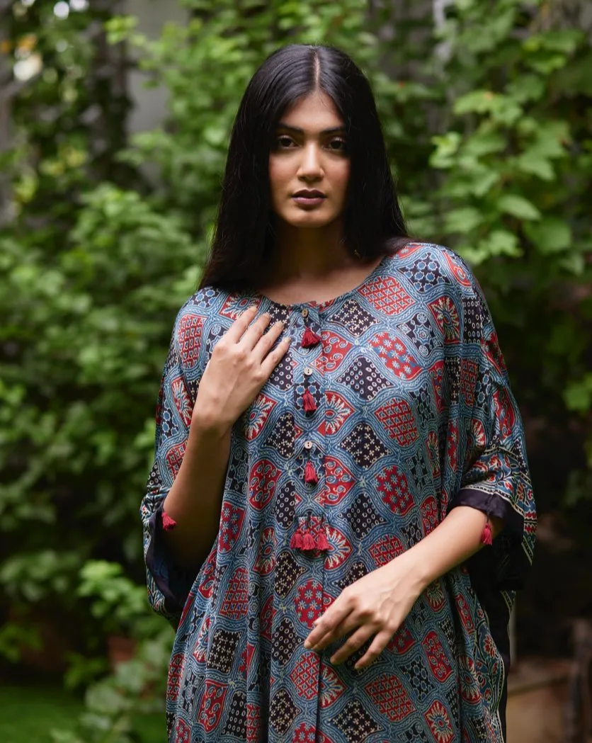 Multicolor Printed Silk Kaftan