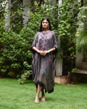 Multicolor Printed Silk Kaftan