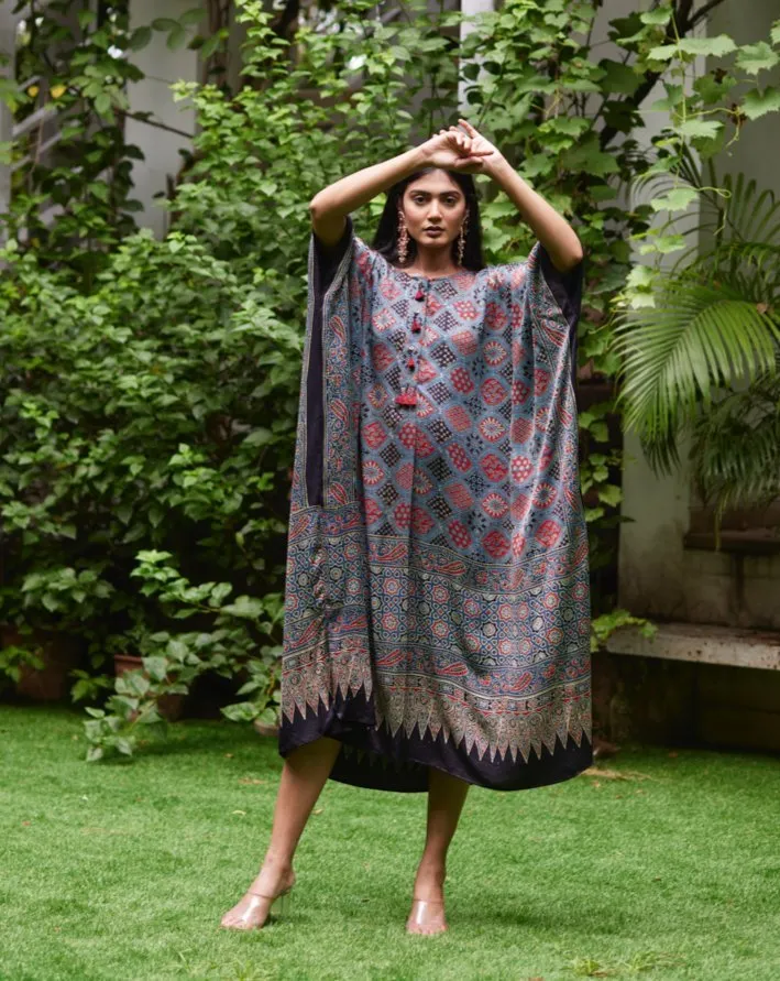 Multicolor Printed Silk Kaftan