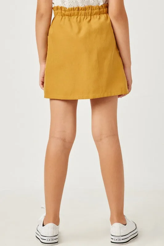 Mustard Girls Brushed Button Detail Patch Pocket Paper