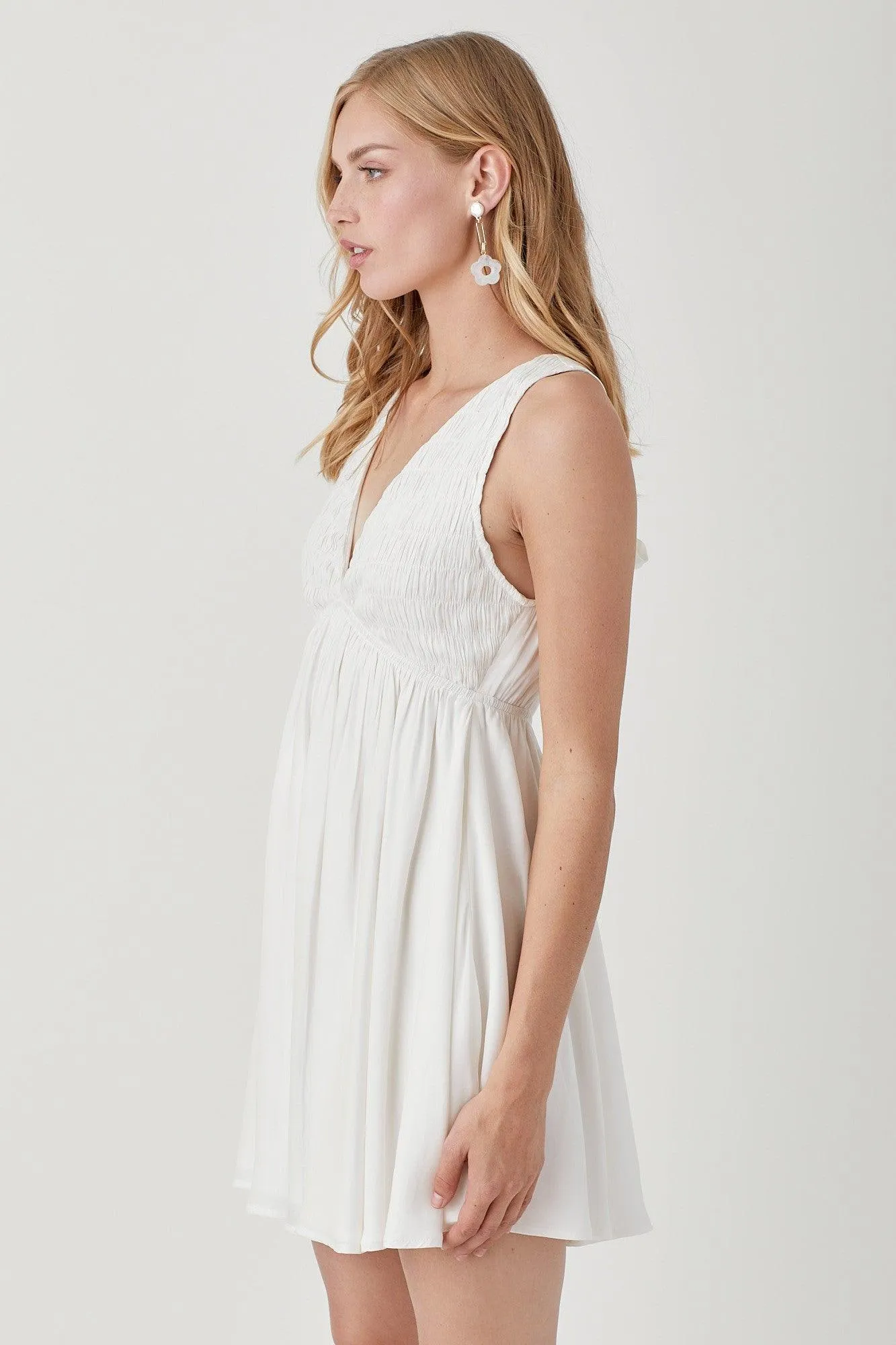 Mustard Seed V Neck Smock Sleeveless Dress