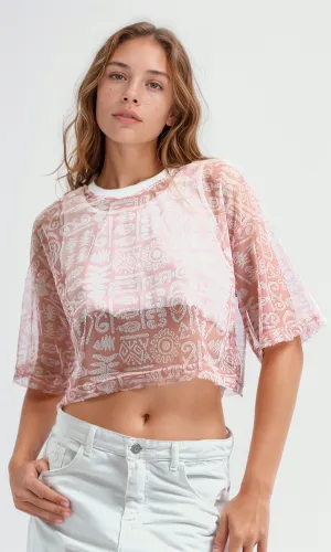 O191363 Slip On Chiffon Dark Simone Patterned Top