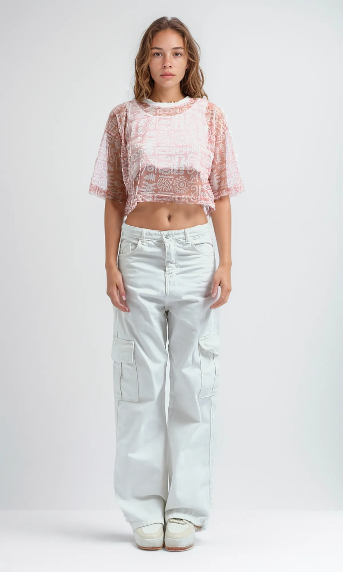 O191363 Slip On Chiffon Dark Simone Patterned Top