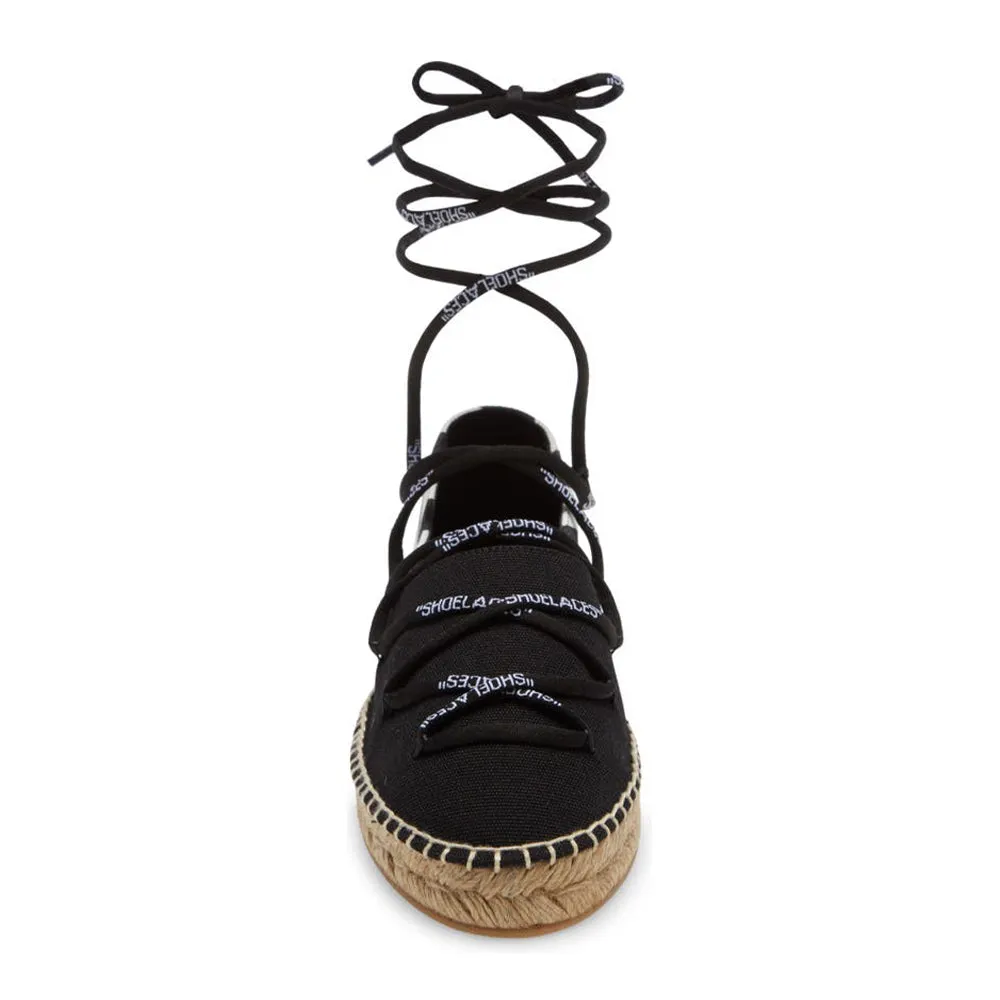 Off-White Women's Cotton Leather Espadrilles Black White