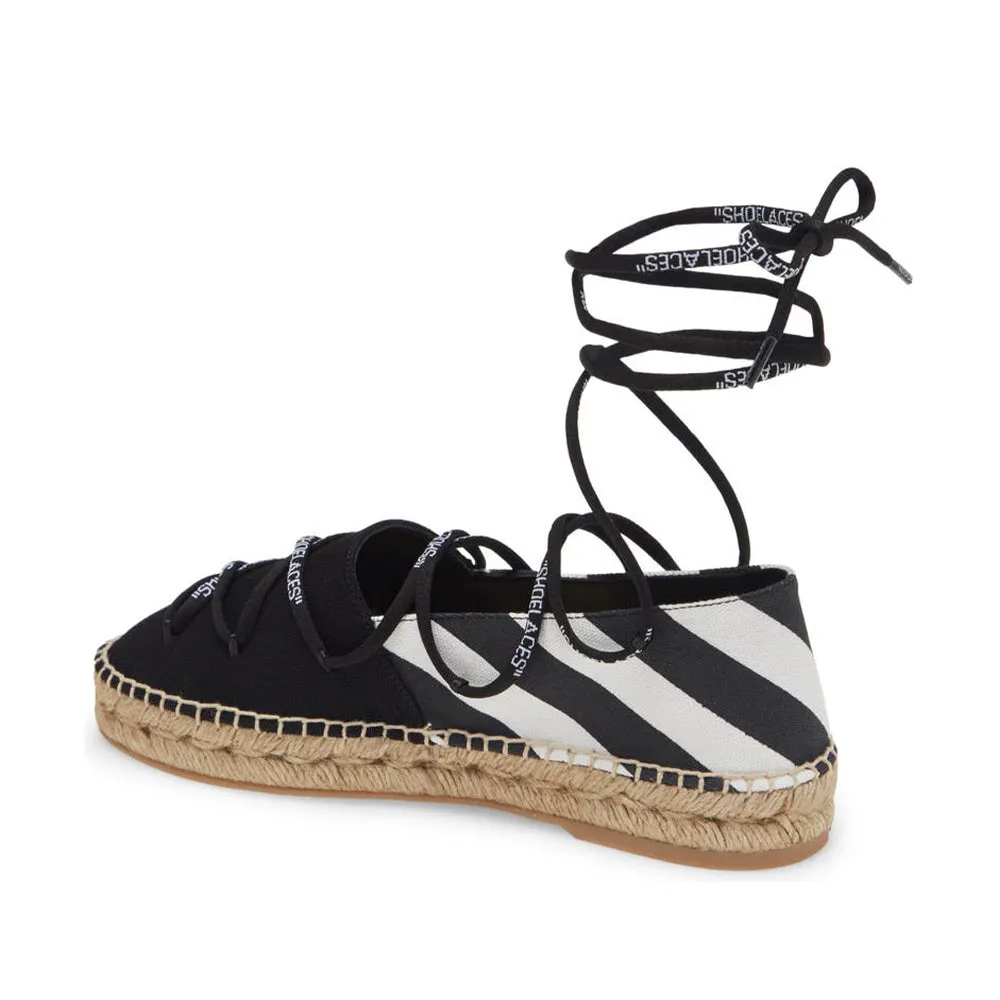 Off-White Women's Cotton Leather Espadrilles Black White