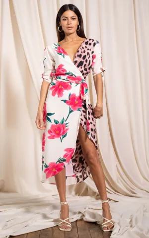 Olivera Midi Dress in Cream Base Tulip Mix