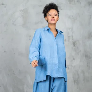 Oversized Avant Garde Linen Shirt with Back Slit