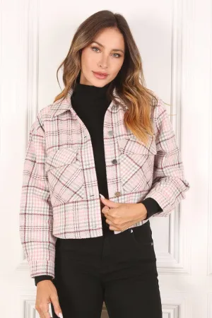 Patterned Panache Pink Plaid Cropped Jacket