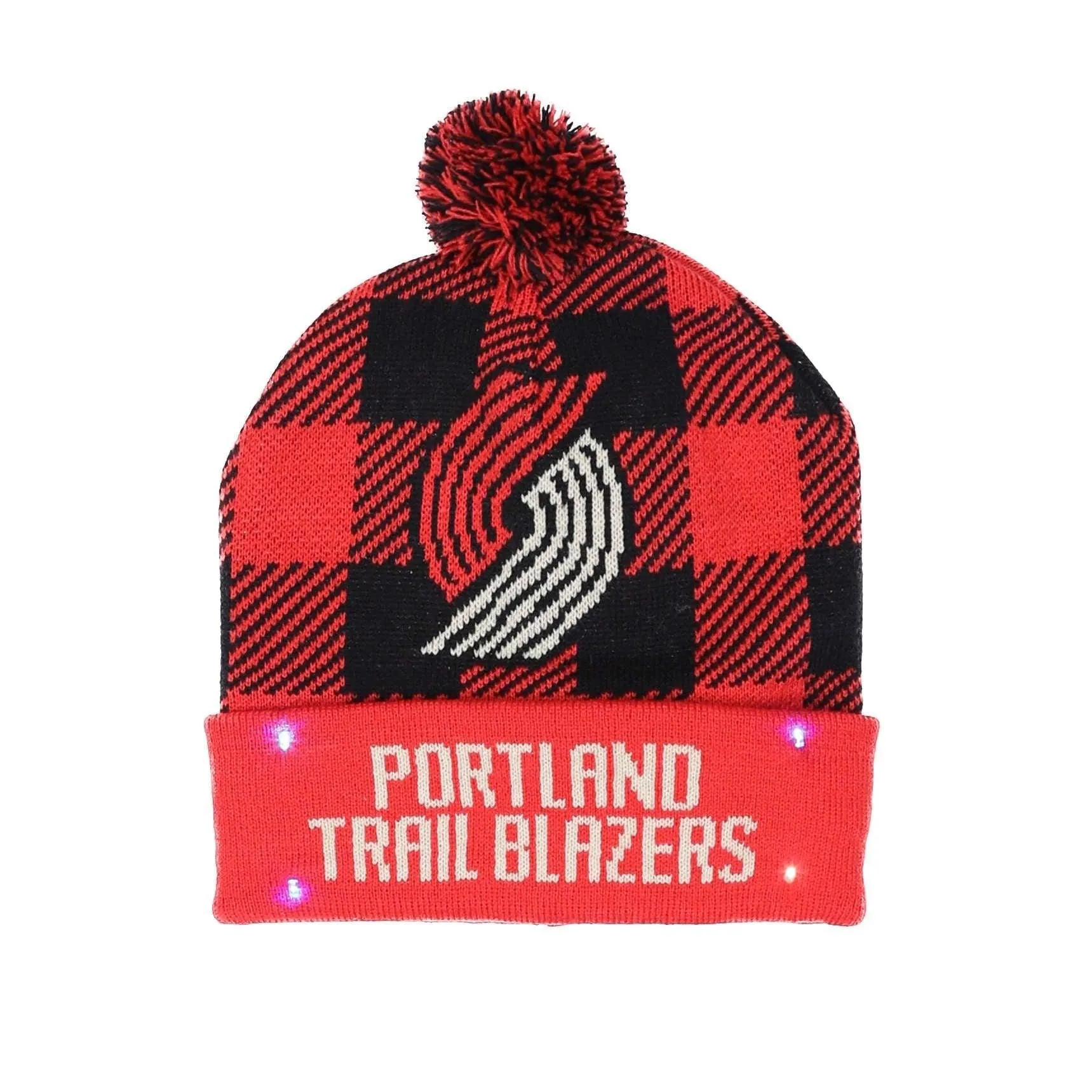 Portland Trail Blazers Retro Plaid Light Up Knit Beanie