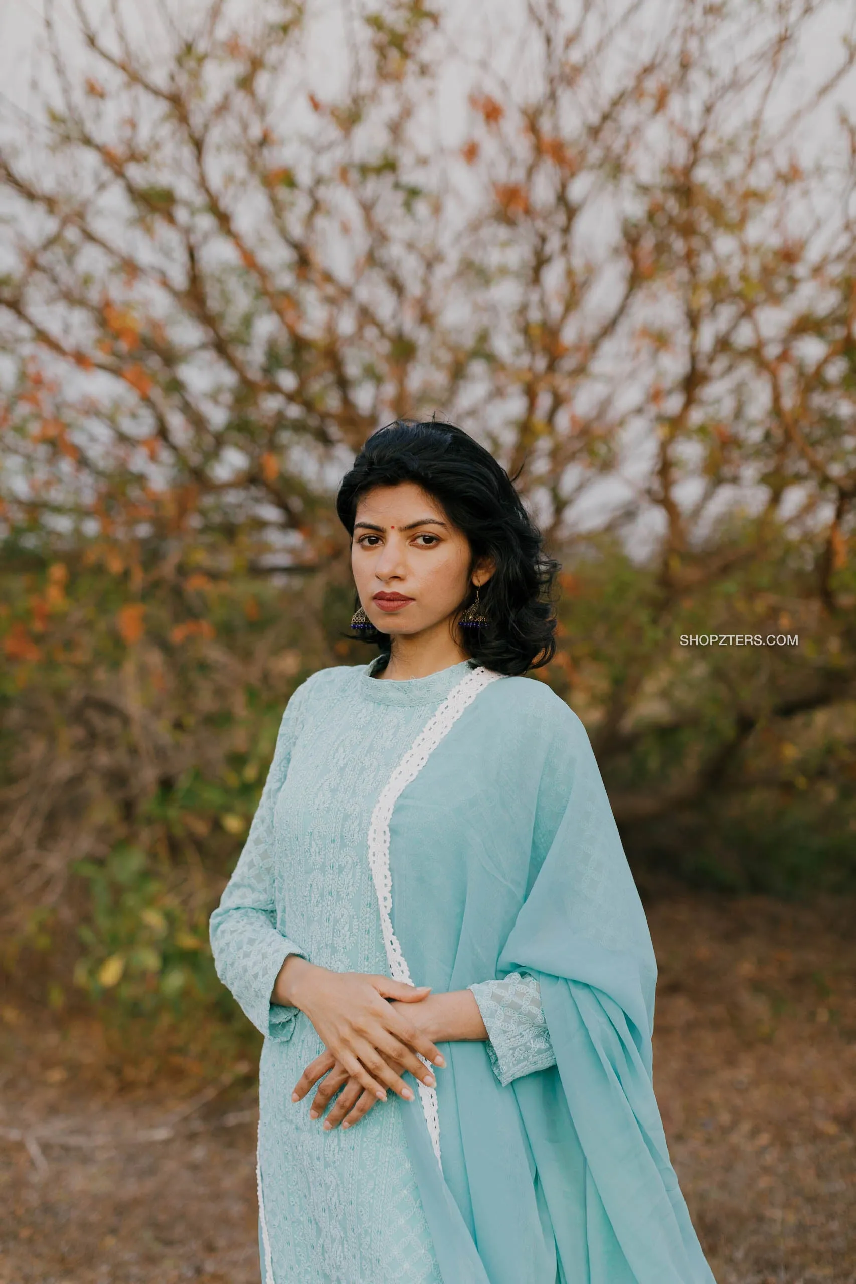 Powder Blue Chikankari Georgette Salwar Suit