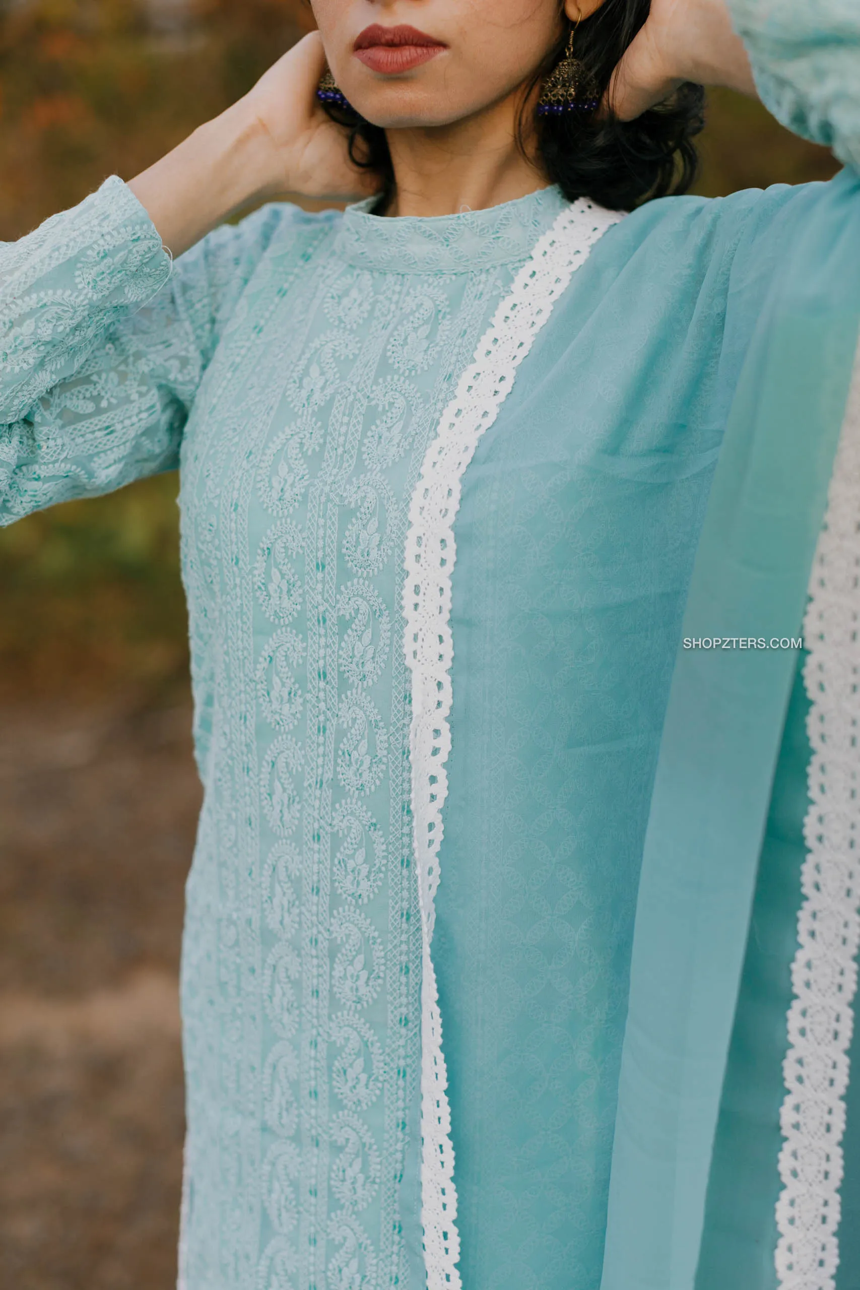 Powder Blue Chikankari Georgette Salwar Suit