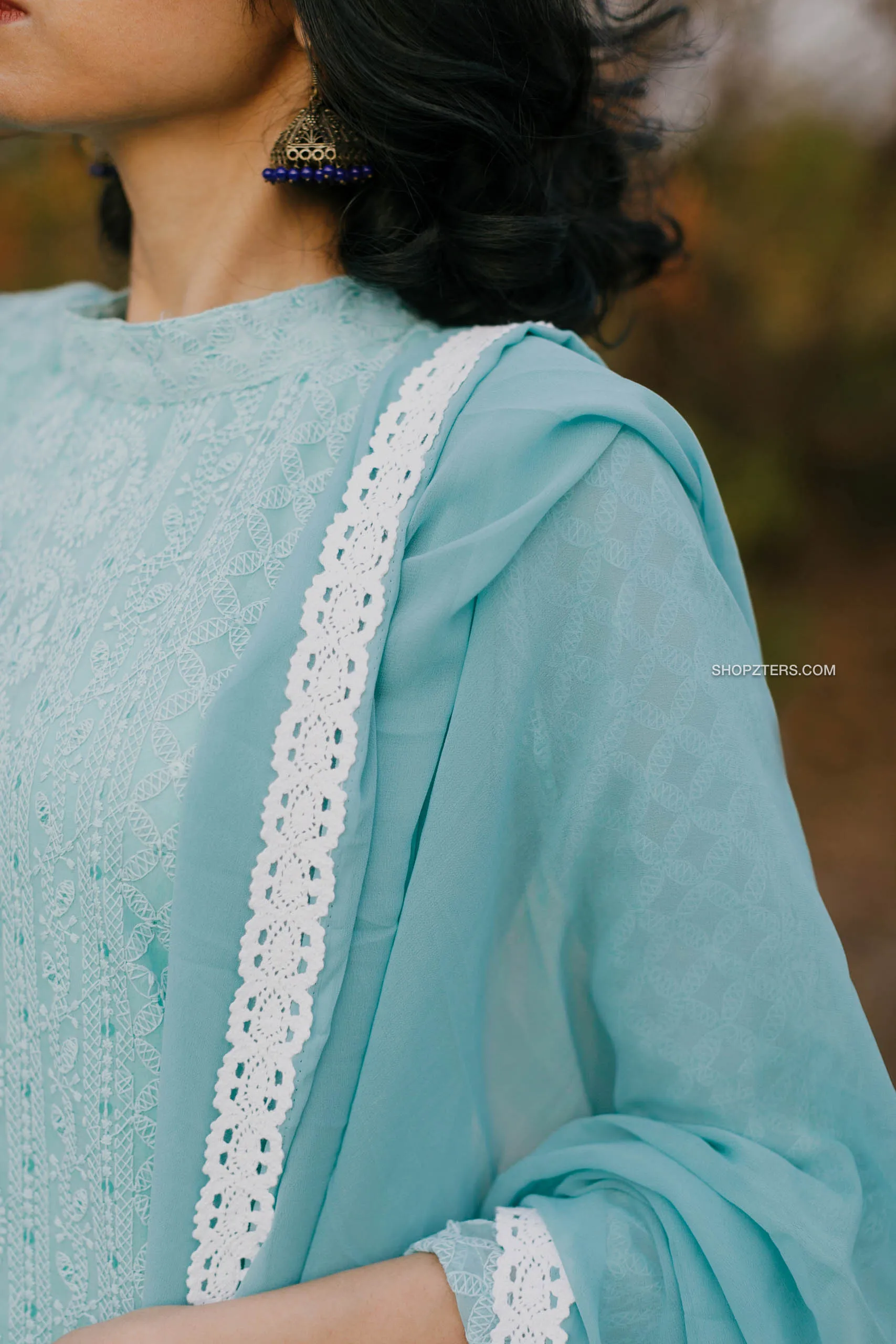 Powder Blue Chikankari Georgette Salwar Suit