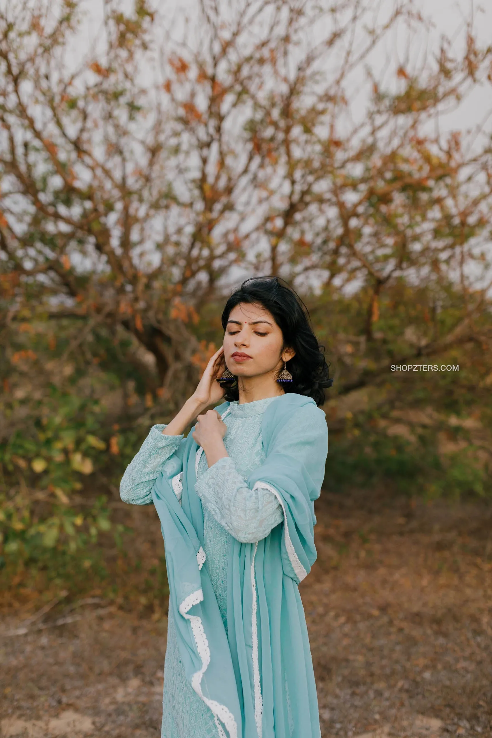 Powder Blue Chikankari Georgette Salwar Suit