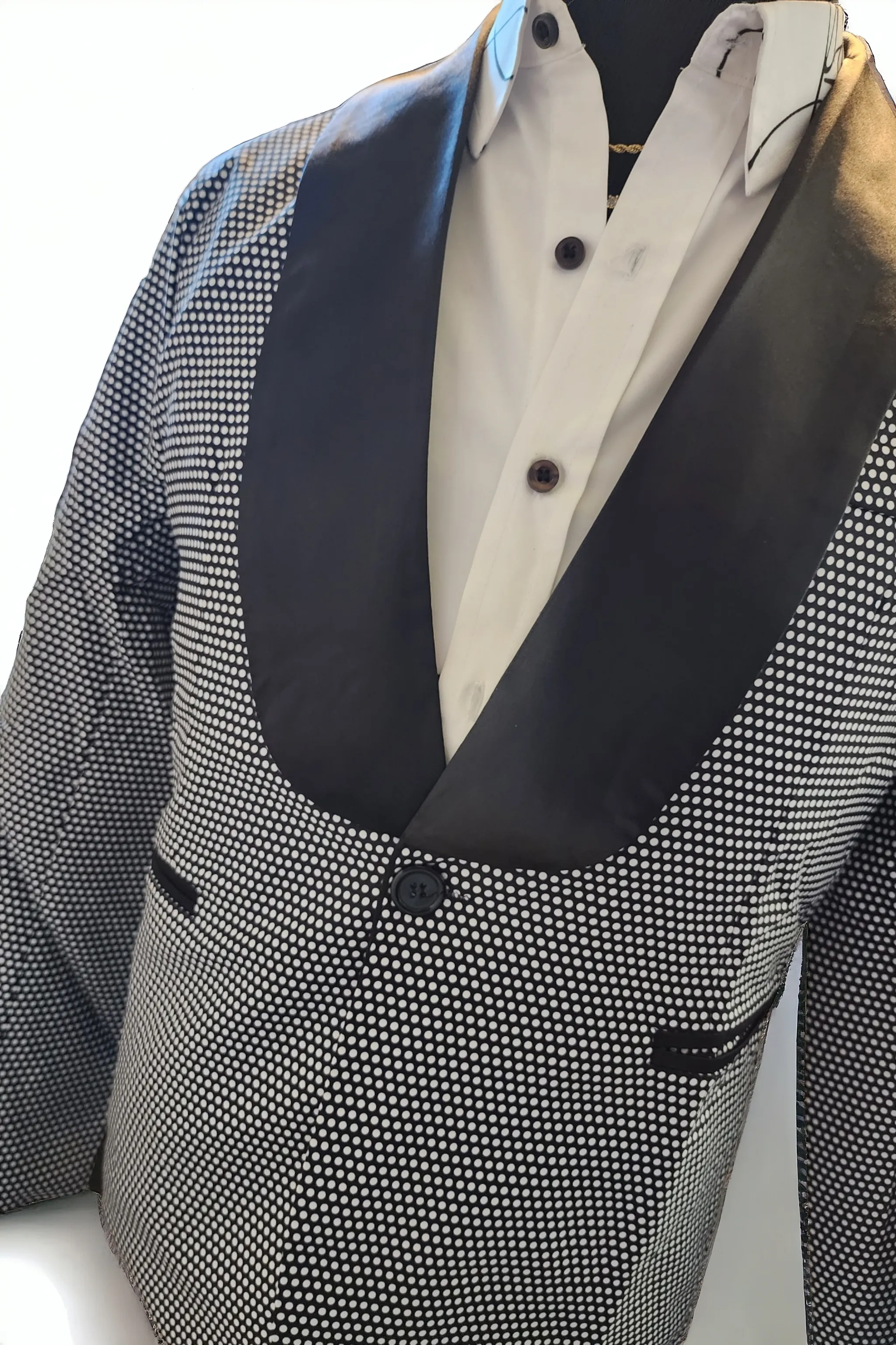 QG Mens Casual Suit Blazer England Retro Pattern Print A
