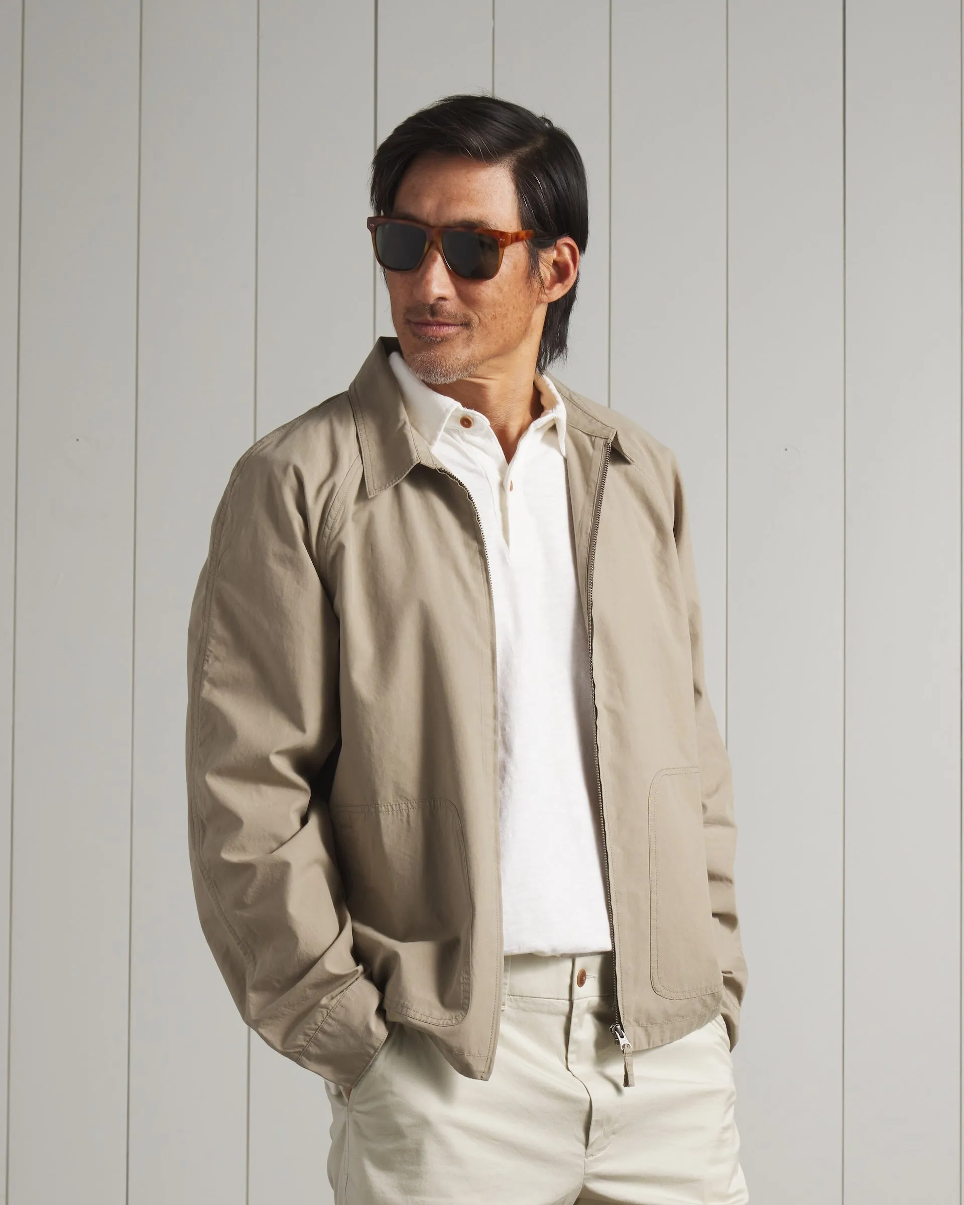 Retro Lightweight Shell Windbreaker - Cement