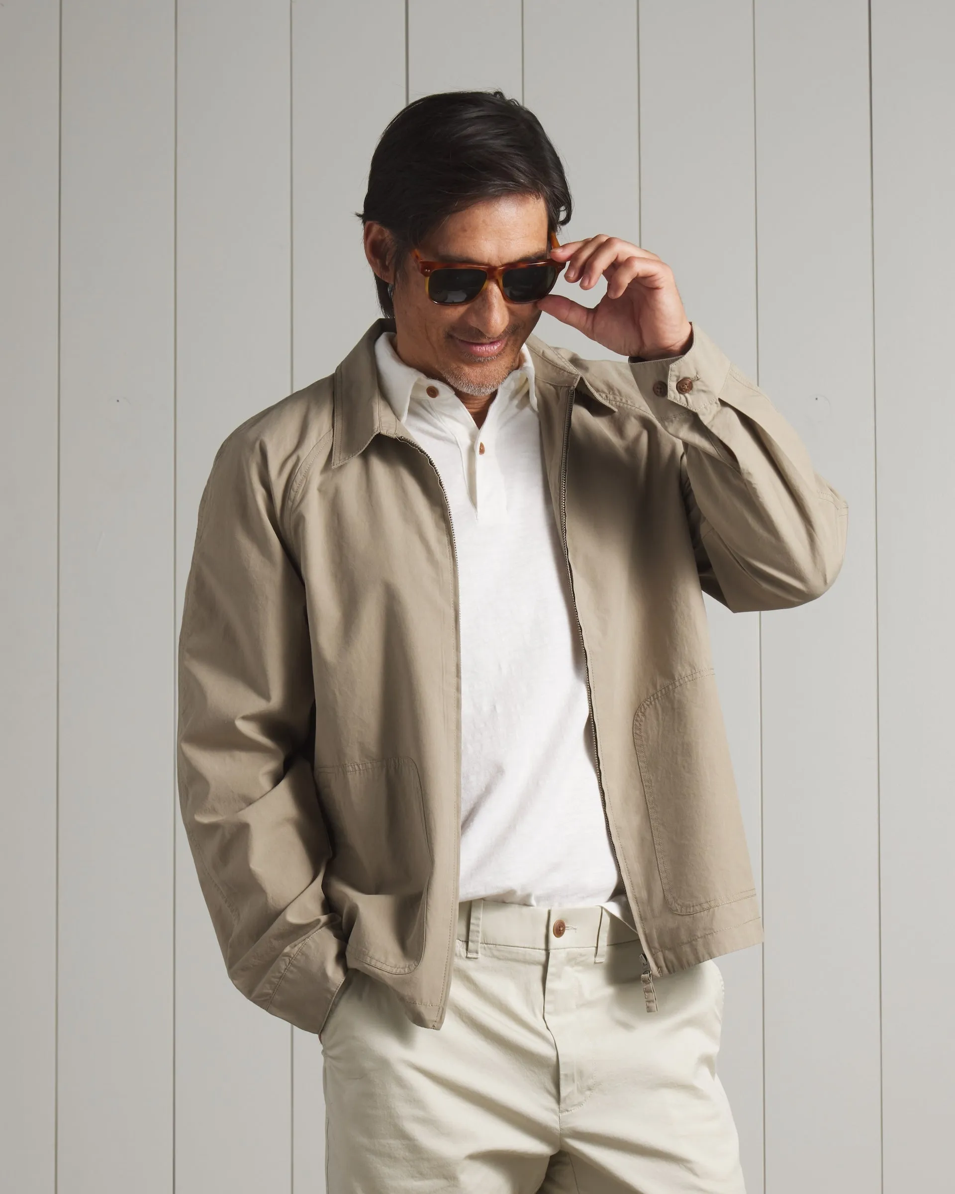 Retro Lightweight Shell Windbreaker - Cement