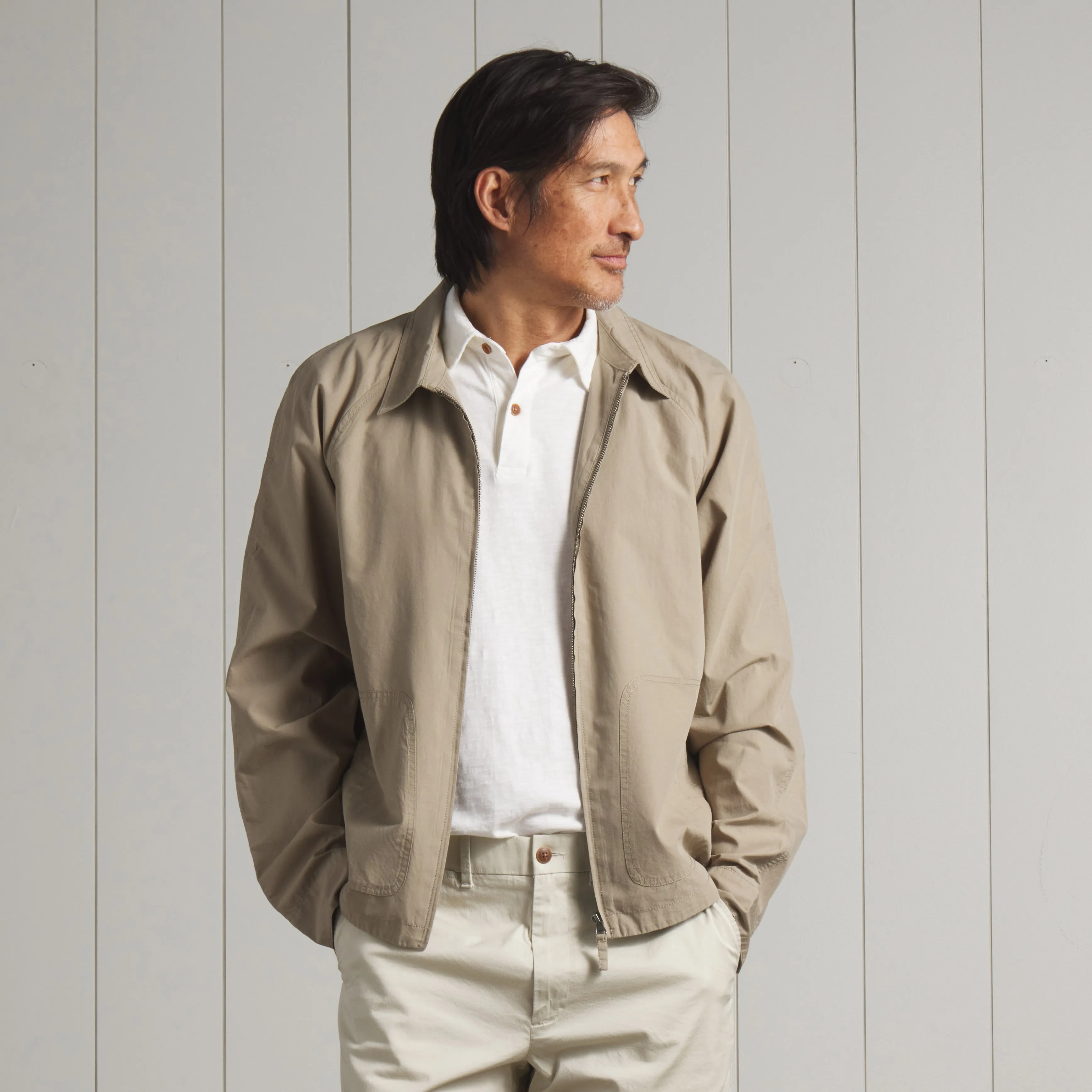 Retro Lightweight Shell Windbreaker - Cement