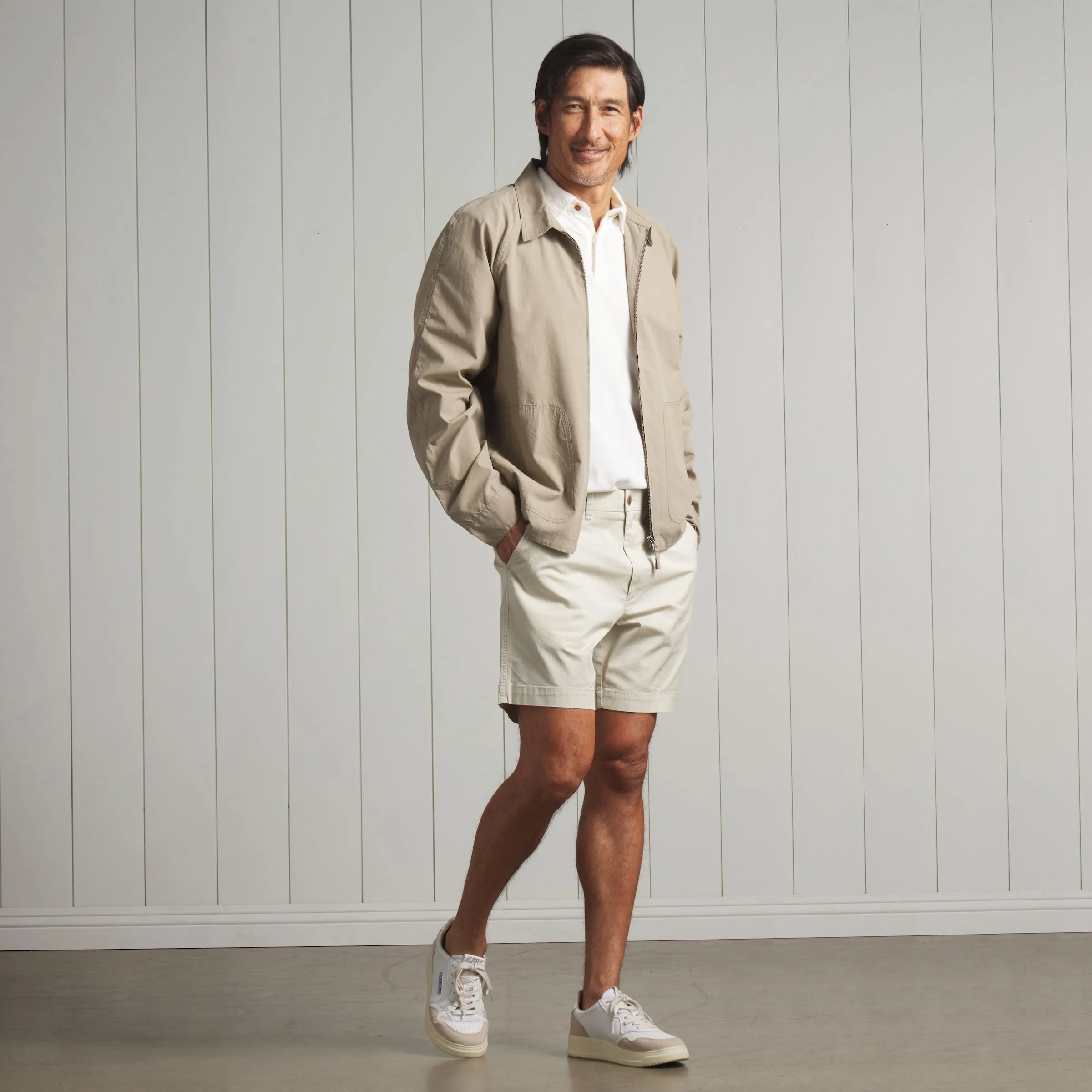 Retro Lightweight Shell Windbreaker - Cement