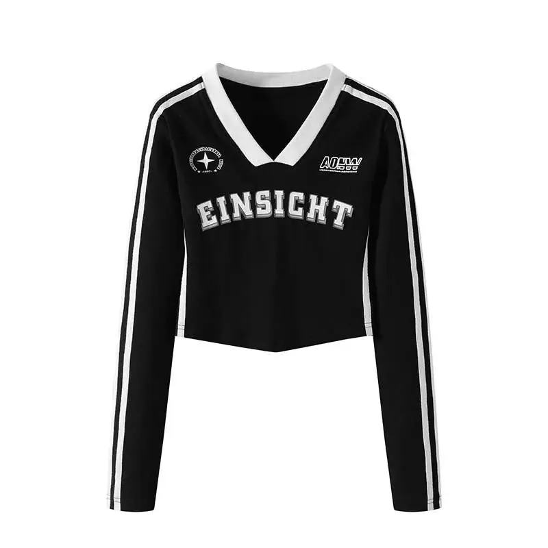 Retro Varsity Long Sleeve Crop Top