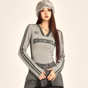 Retro Varsity Long Sleeve Crop Top