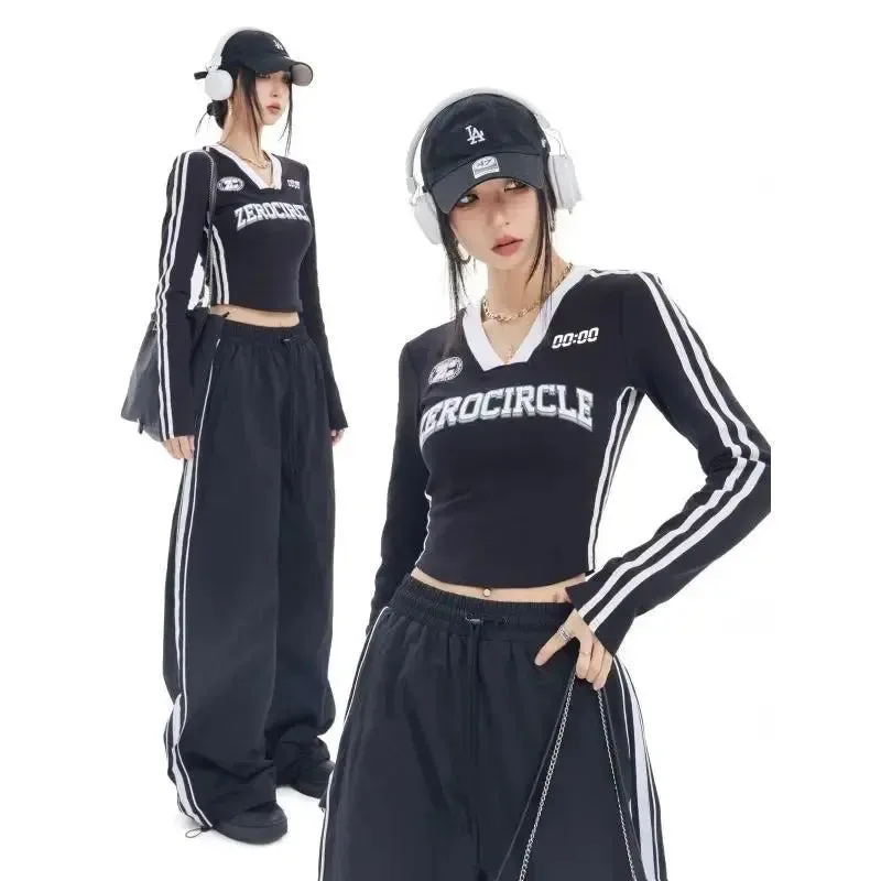 Retro Varsity Long Sleeve Crop Top