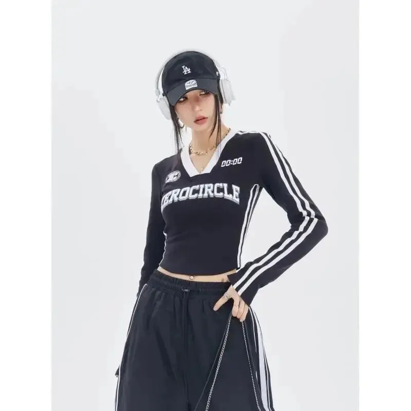 Retro Varsity Long Sleeve Crop Top
