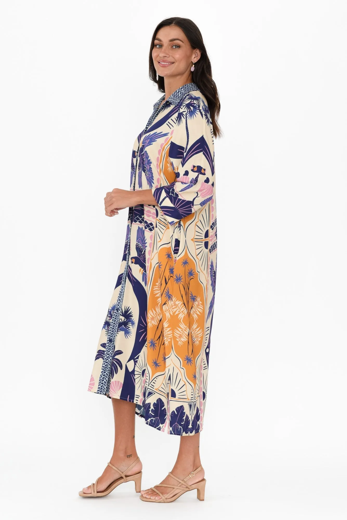 Seiko Blue Tropical Shirt Dress