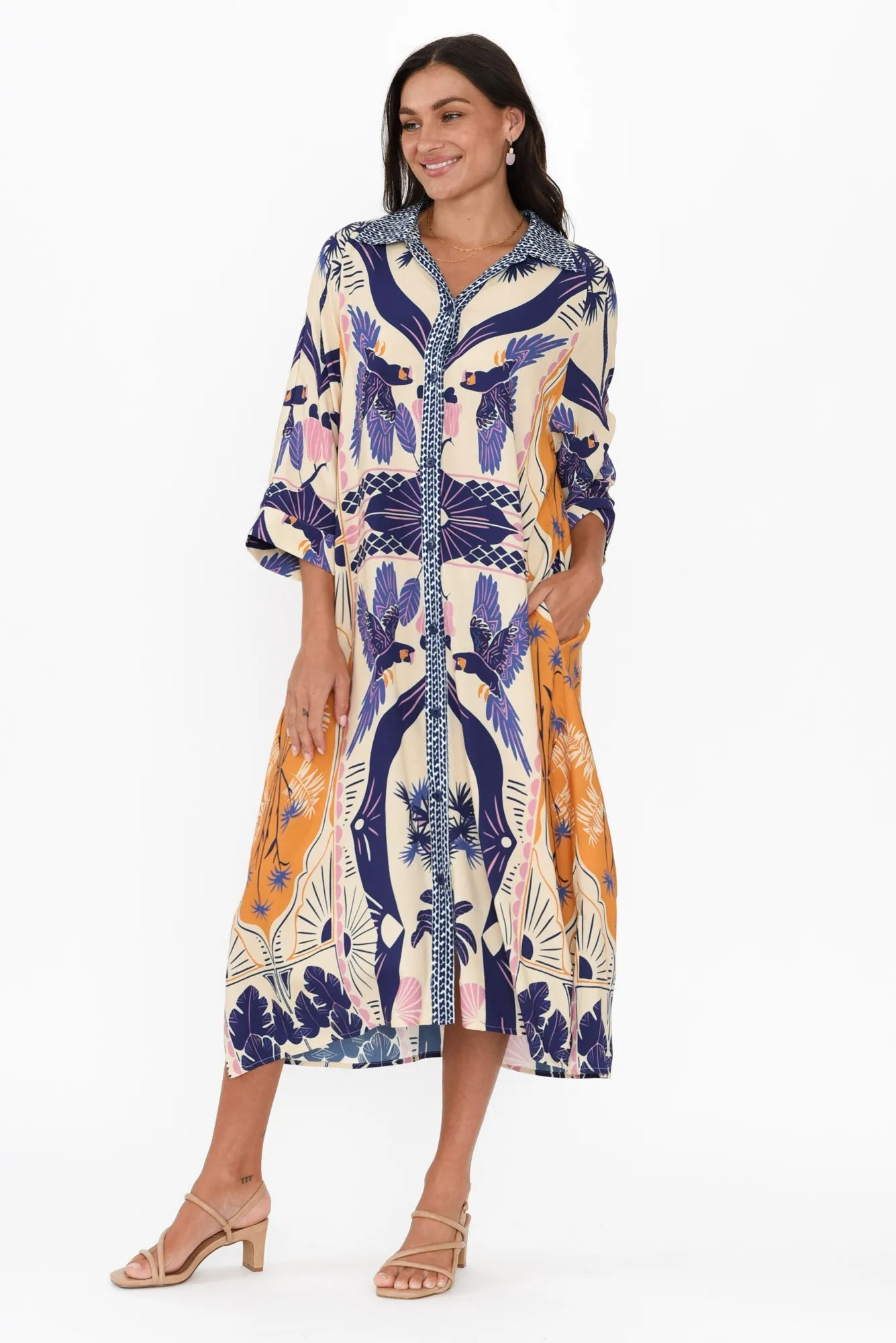 Seiko Blue Tropical Shirt Dress