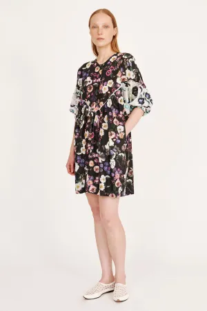 Silk Voile Black Floral PCH Dress