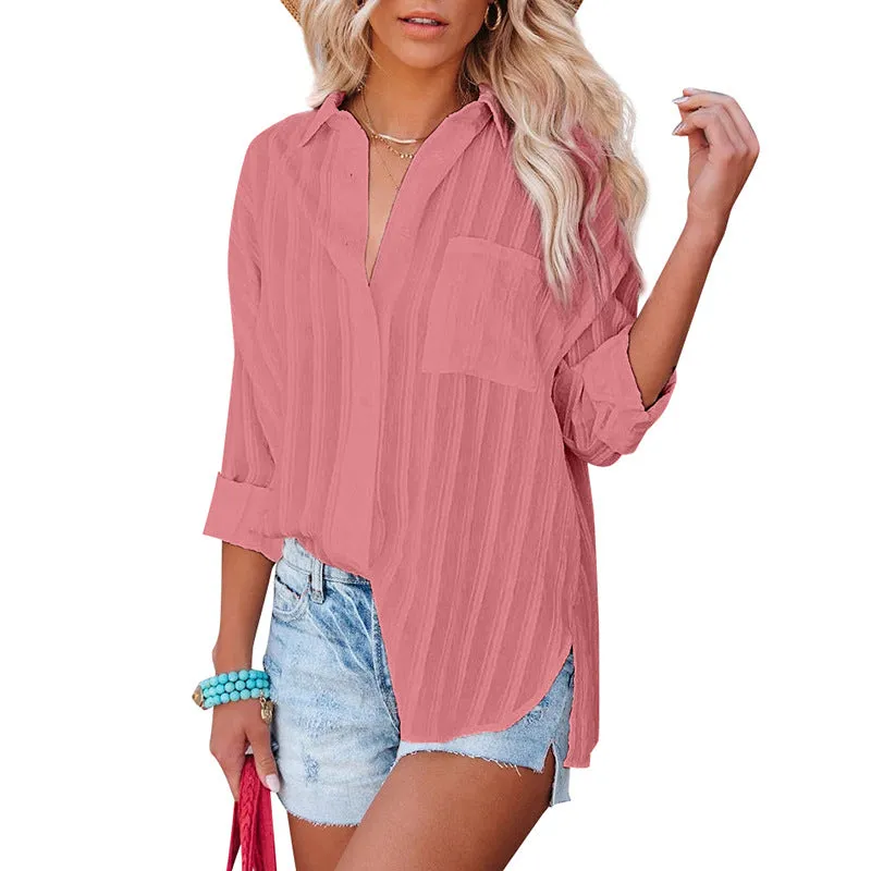 Solid Color Wholesale Blouses Women Top Casual Trendy Outfits