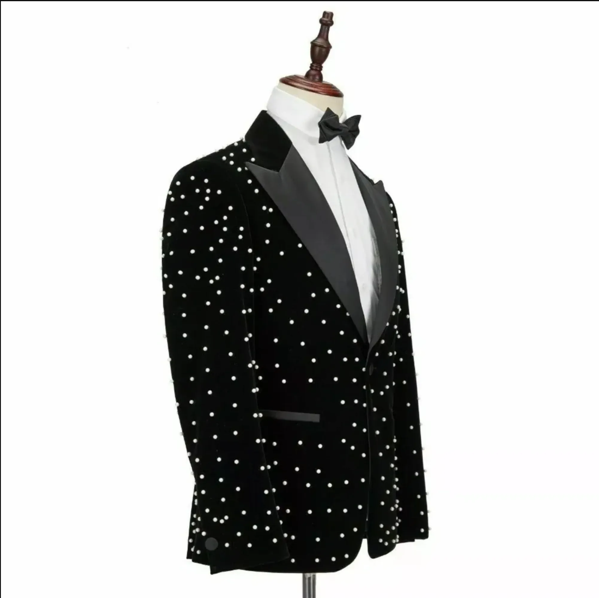 Sophisticated QG Mens Pearled Suit Blazer England Retro Pattern Print B