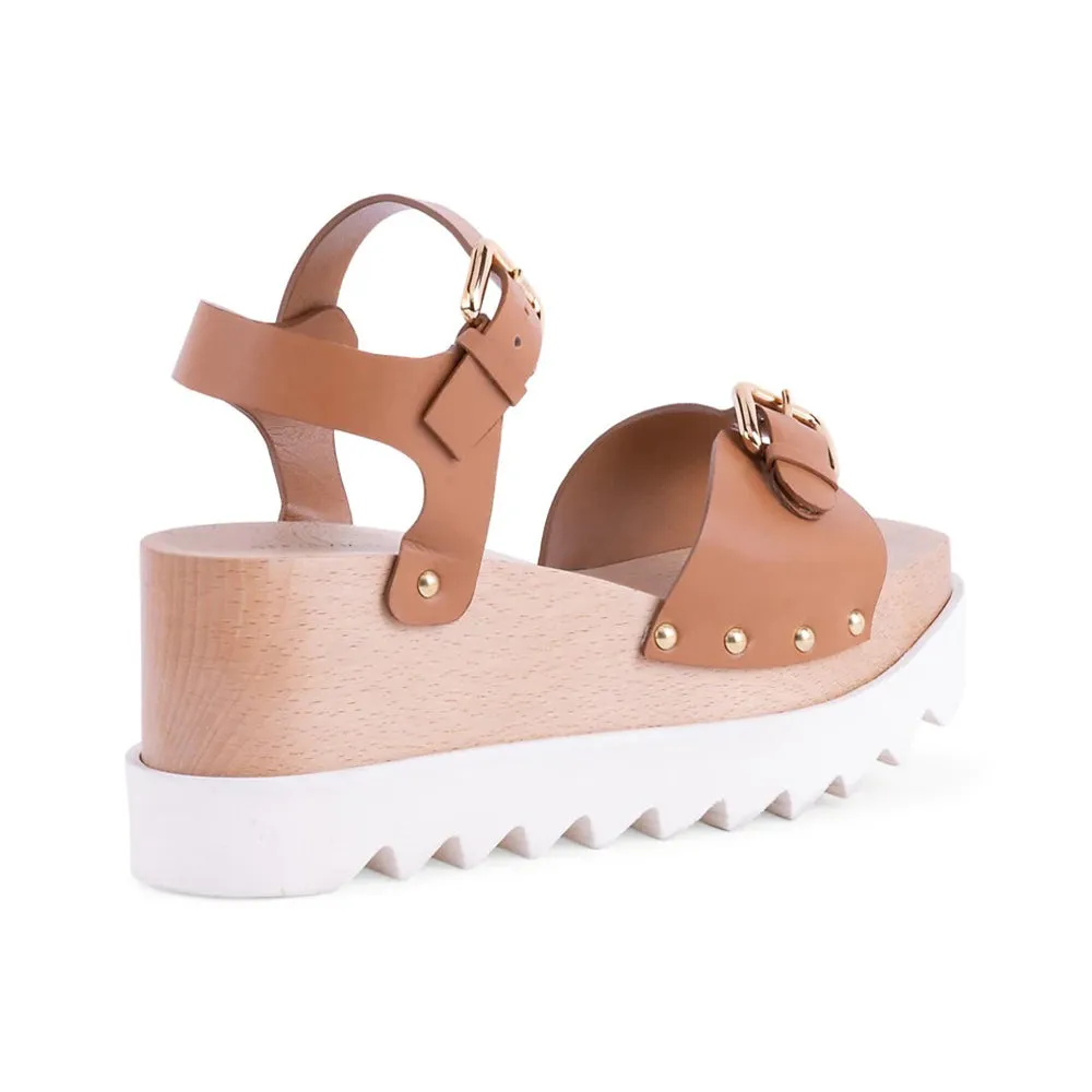 Stella McCartney Women's Elyse Platform Wedge Sandals Brown