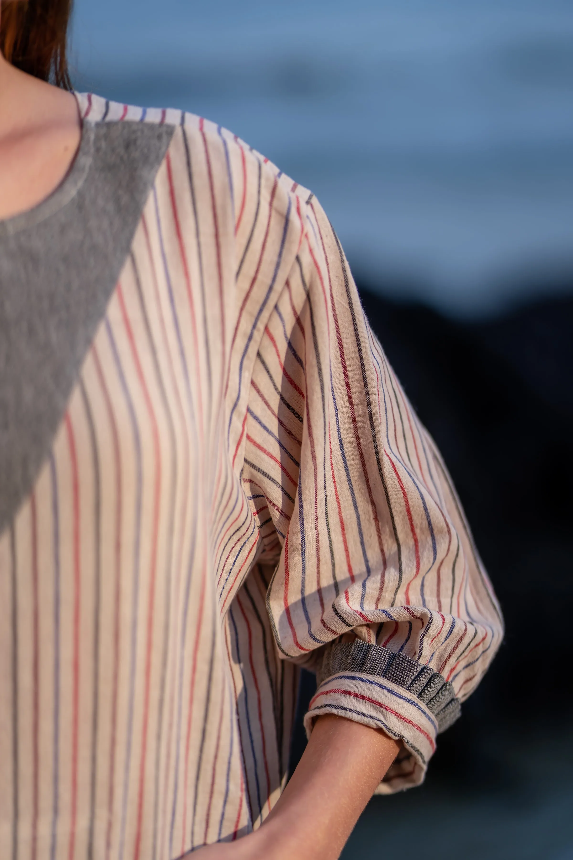 Striped Resort Wear Cotton Dress