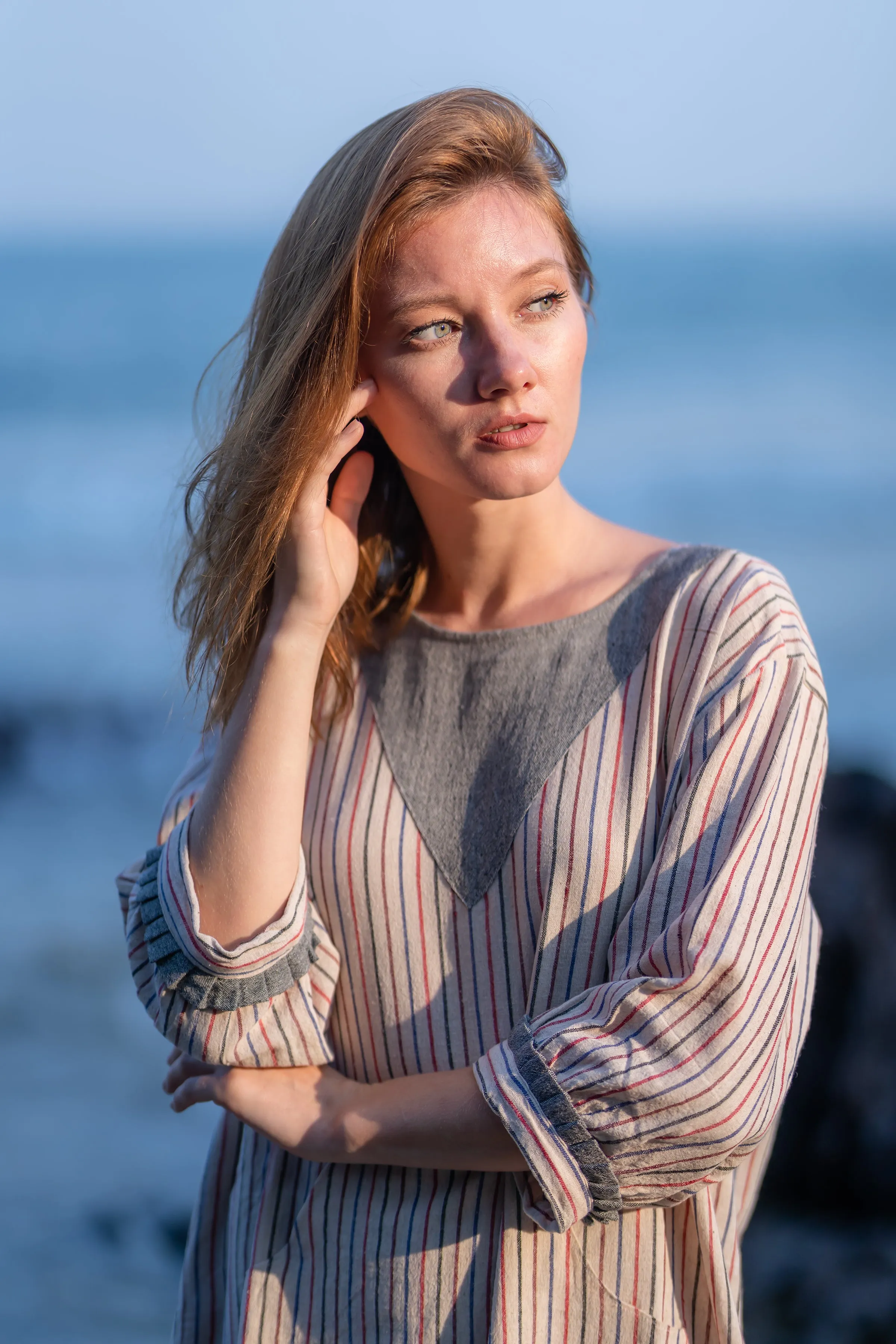 Striped Resort Wear Cotton Dress