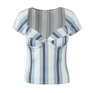 Striped Sweetheart Neckline Top