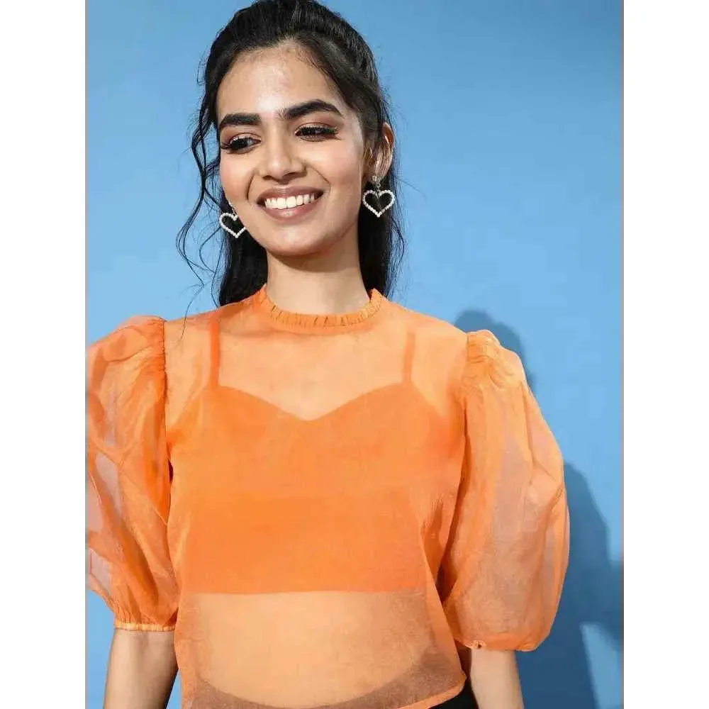 Style Quotient Women Orange Solid Tops