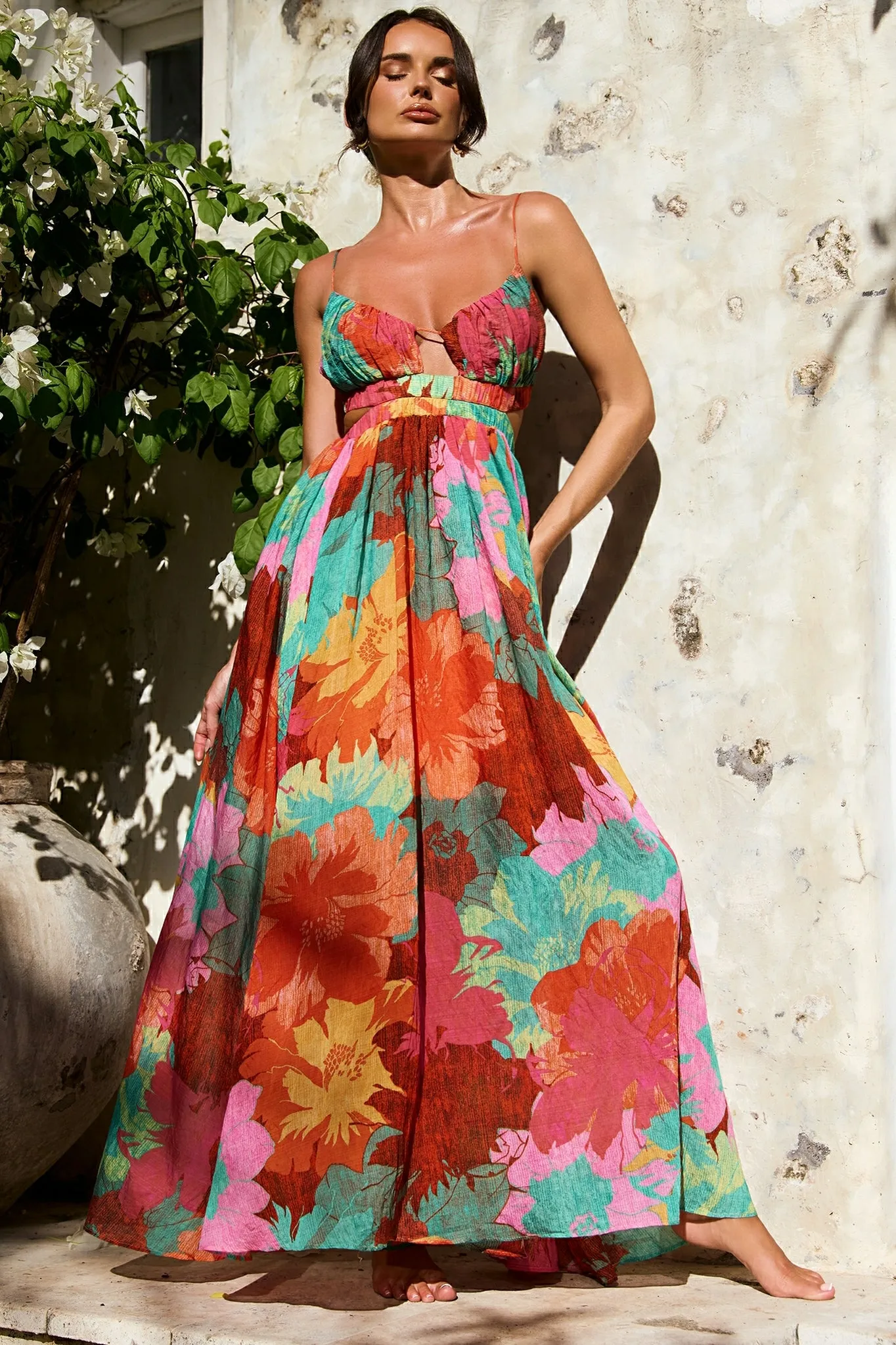Taking It Maxi Dress - Orange Multi