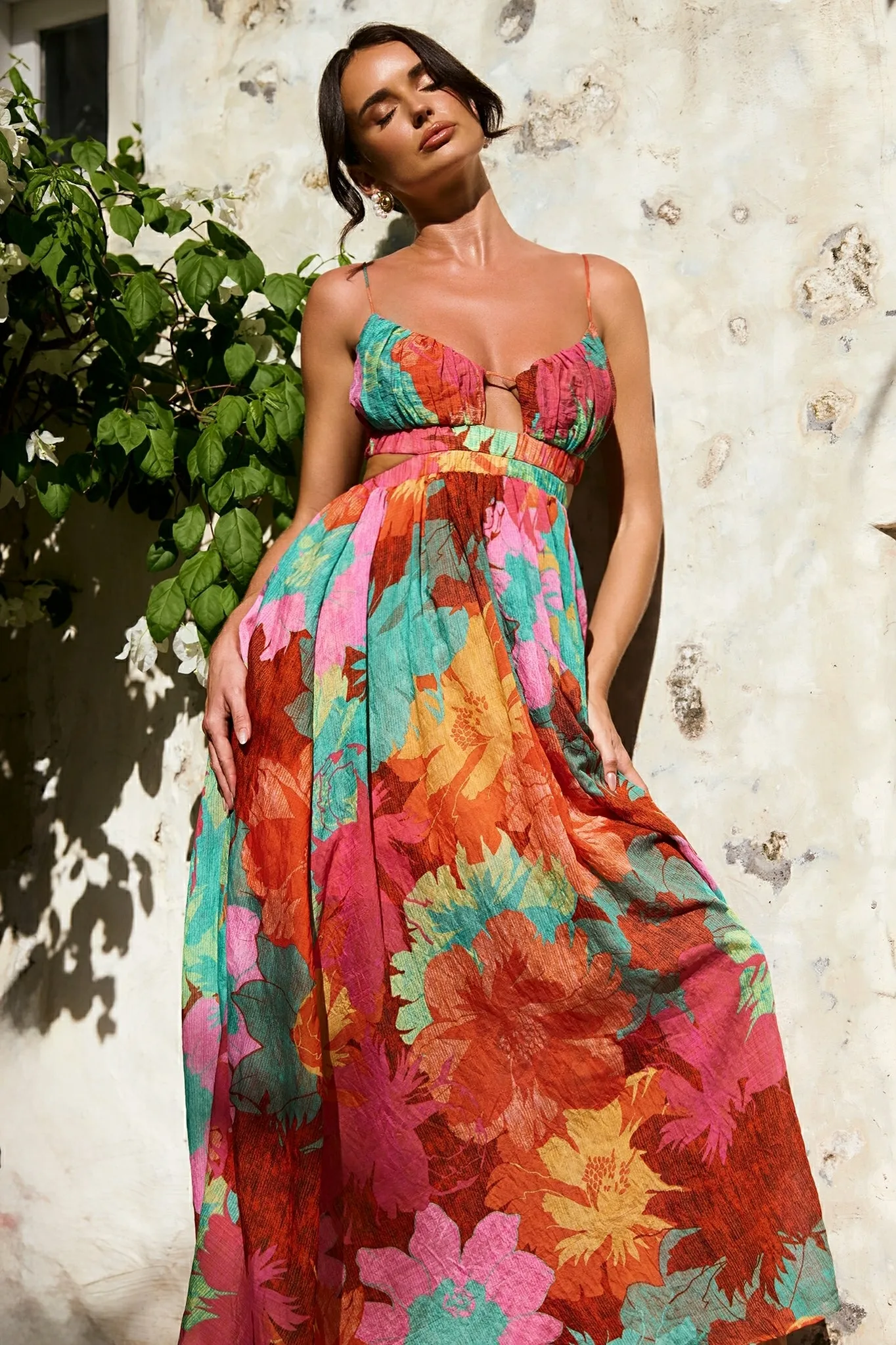 Taking It Maxi Dress - Orange Multi