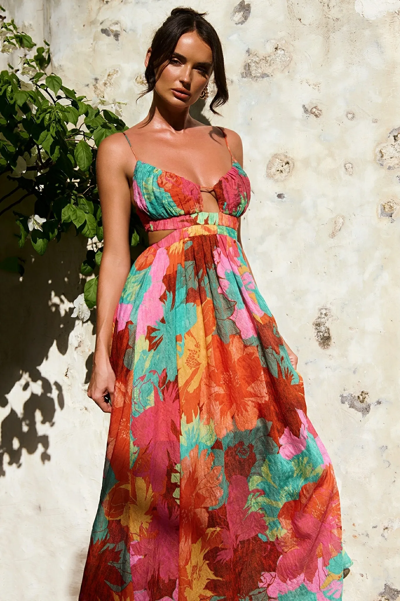 Taking It Maxi Dress - Orange Multi