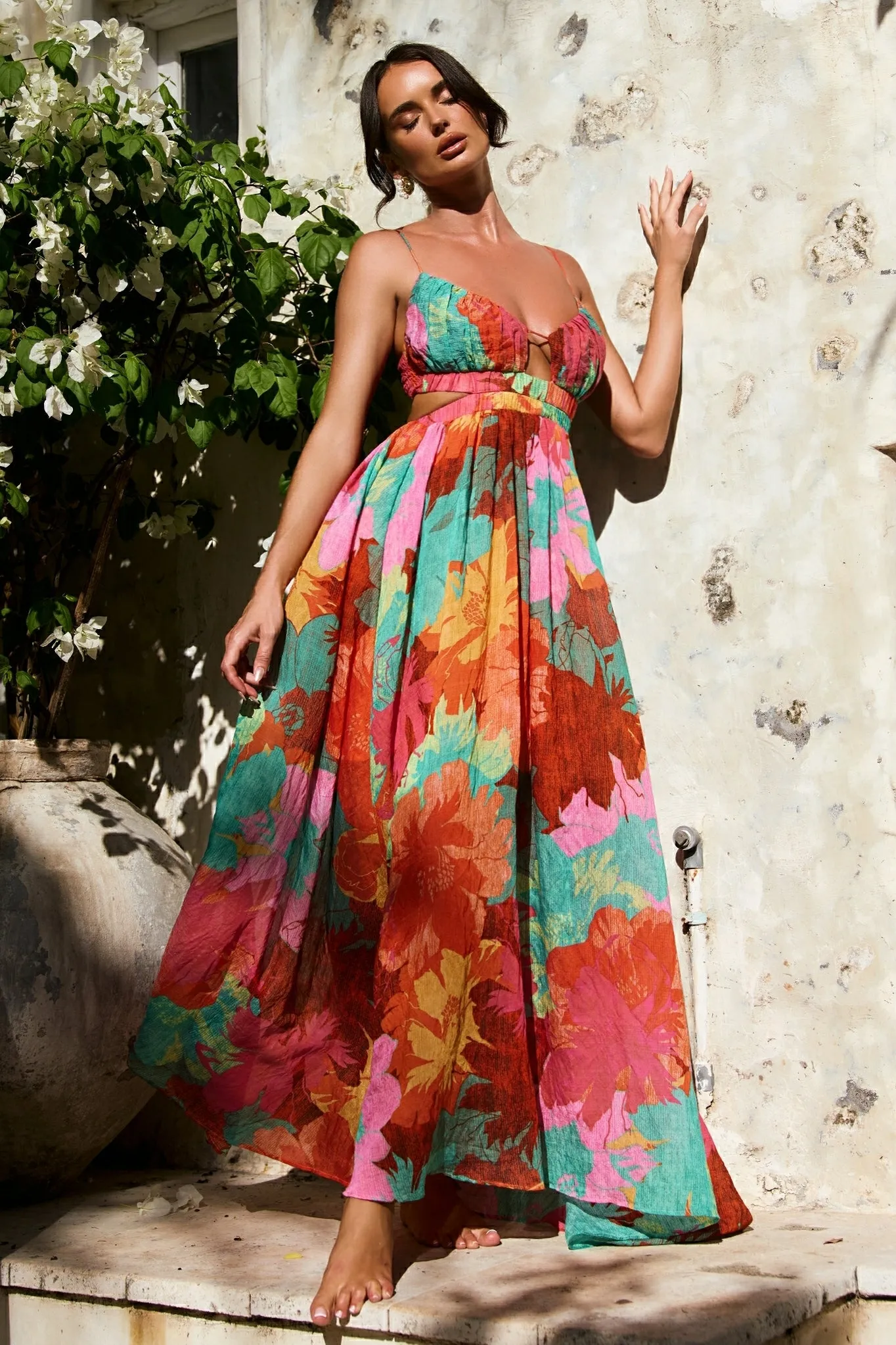 Taking It Maxi Dress - Orange Multi