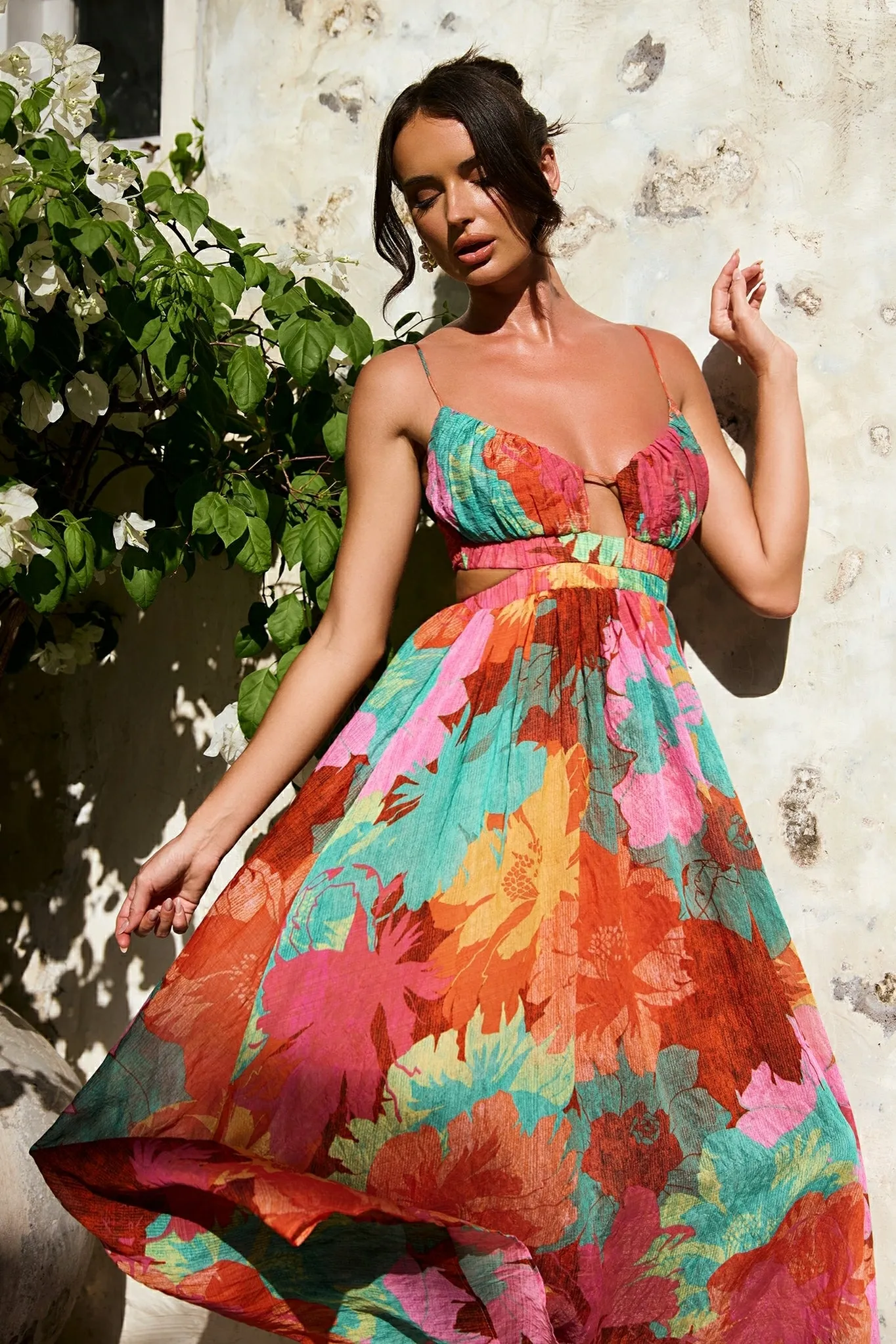 Taking It Maxi Dress - Orange Multi