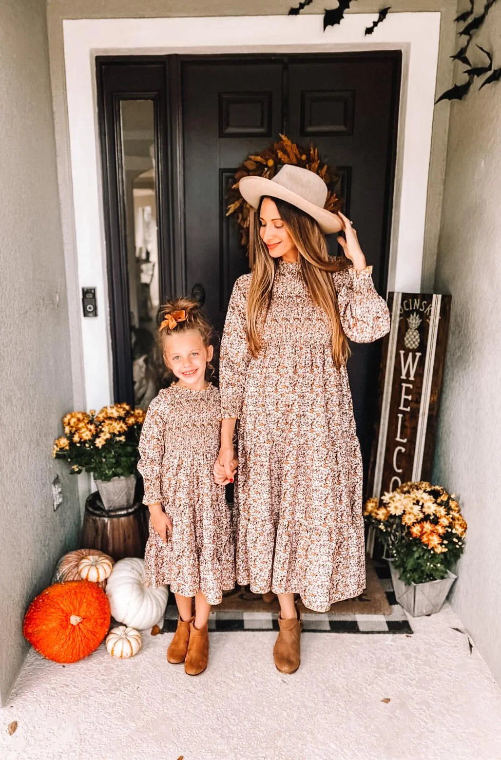 Thanksgiving Shirred Matching Dresses